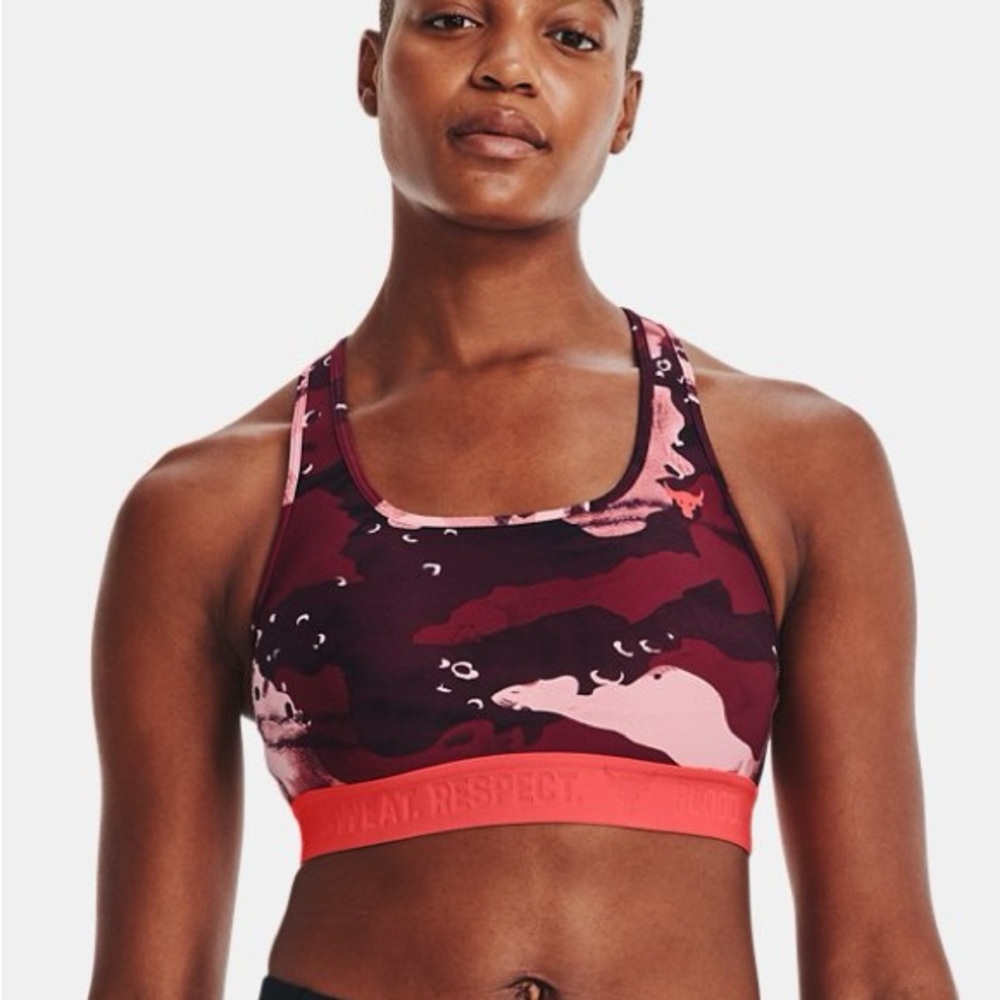 Under Armour Project Rock Printed Sports Bra Red
